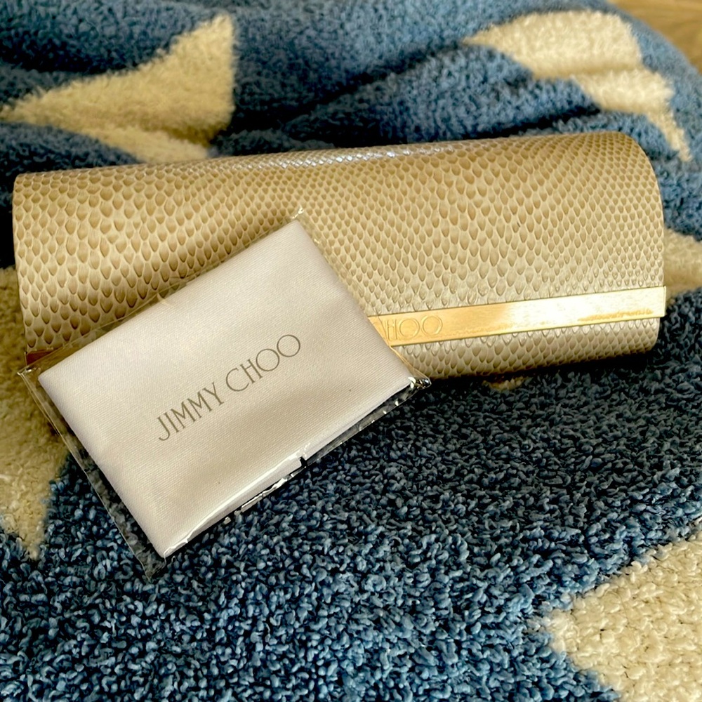 JIMMY CHOO faux snakeskin eyeglass case